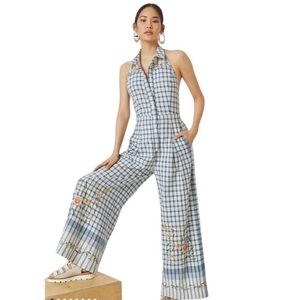 Anthropologie picnic backless jumpsuit (worn once) size 4 petite